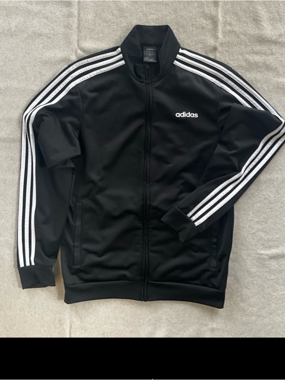 adidas Black Track Jacket with White Stripes